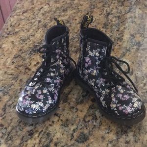 Dr Martens black flower boots. Size 8